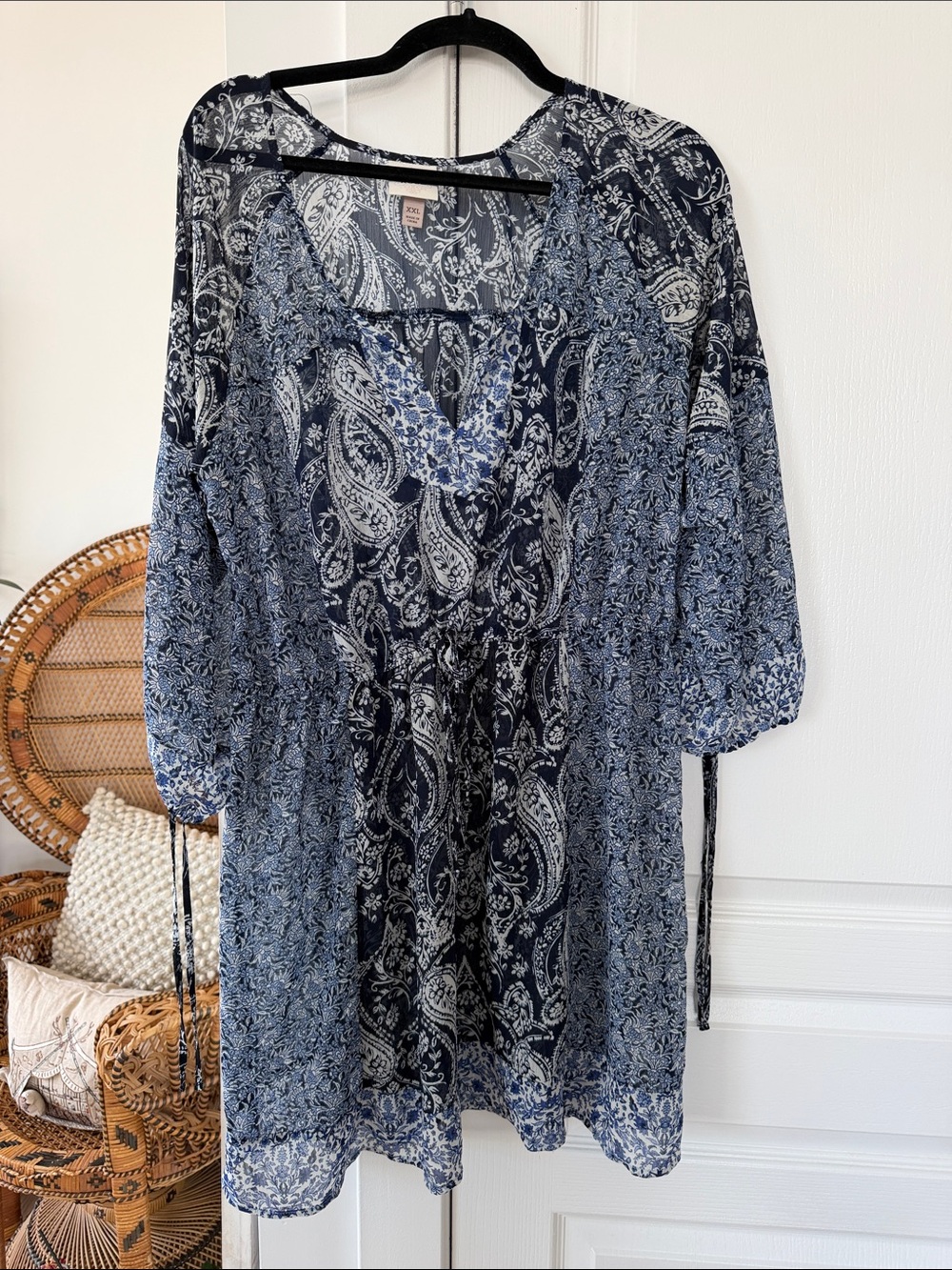 Knox Rose Navy & White Paisley Swim Cover-Up Tunic